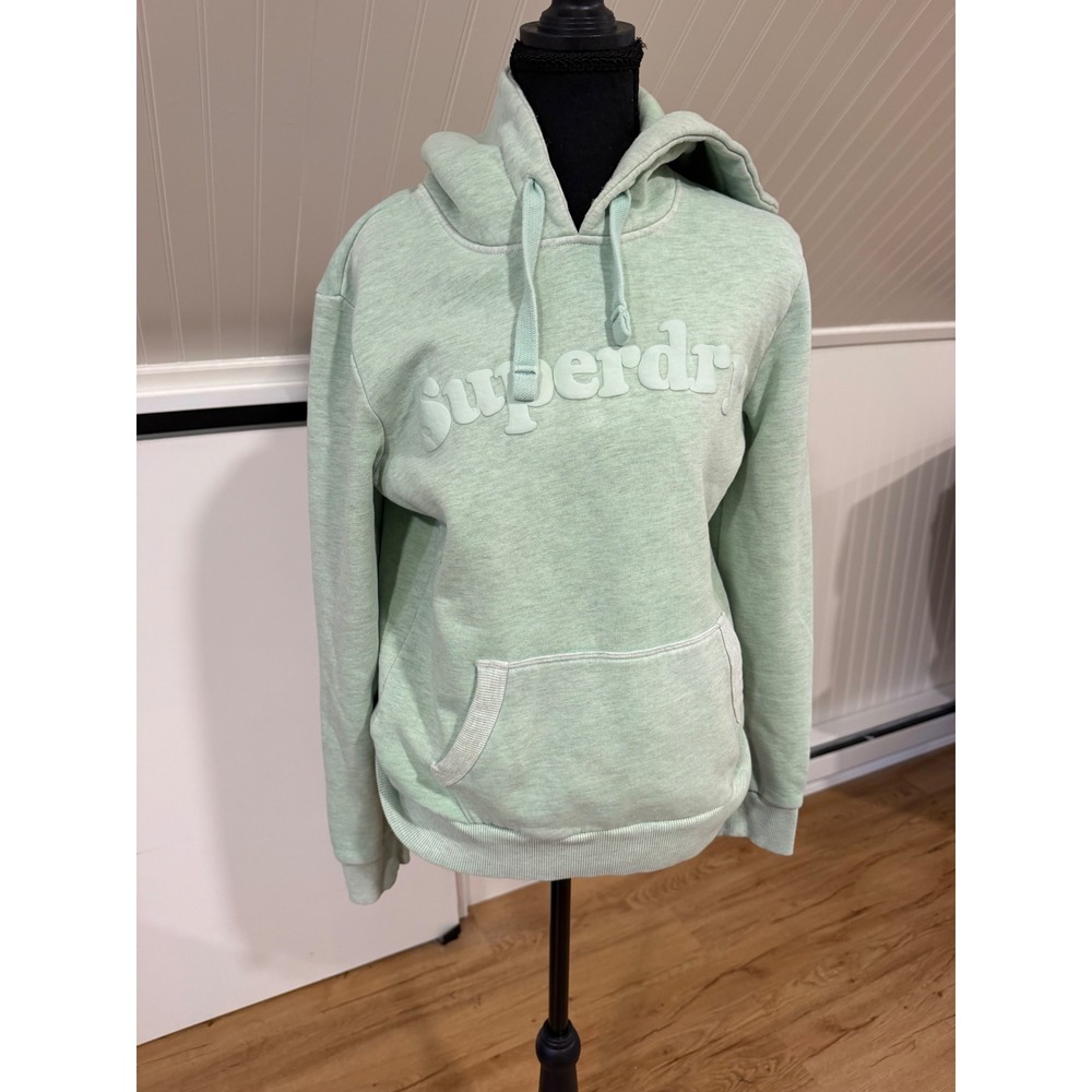 Superdry Womens Mint Green Embossed Logo Hoodie Sweatshirt W2011461A US 6 UK 10